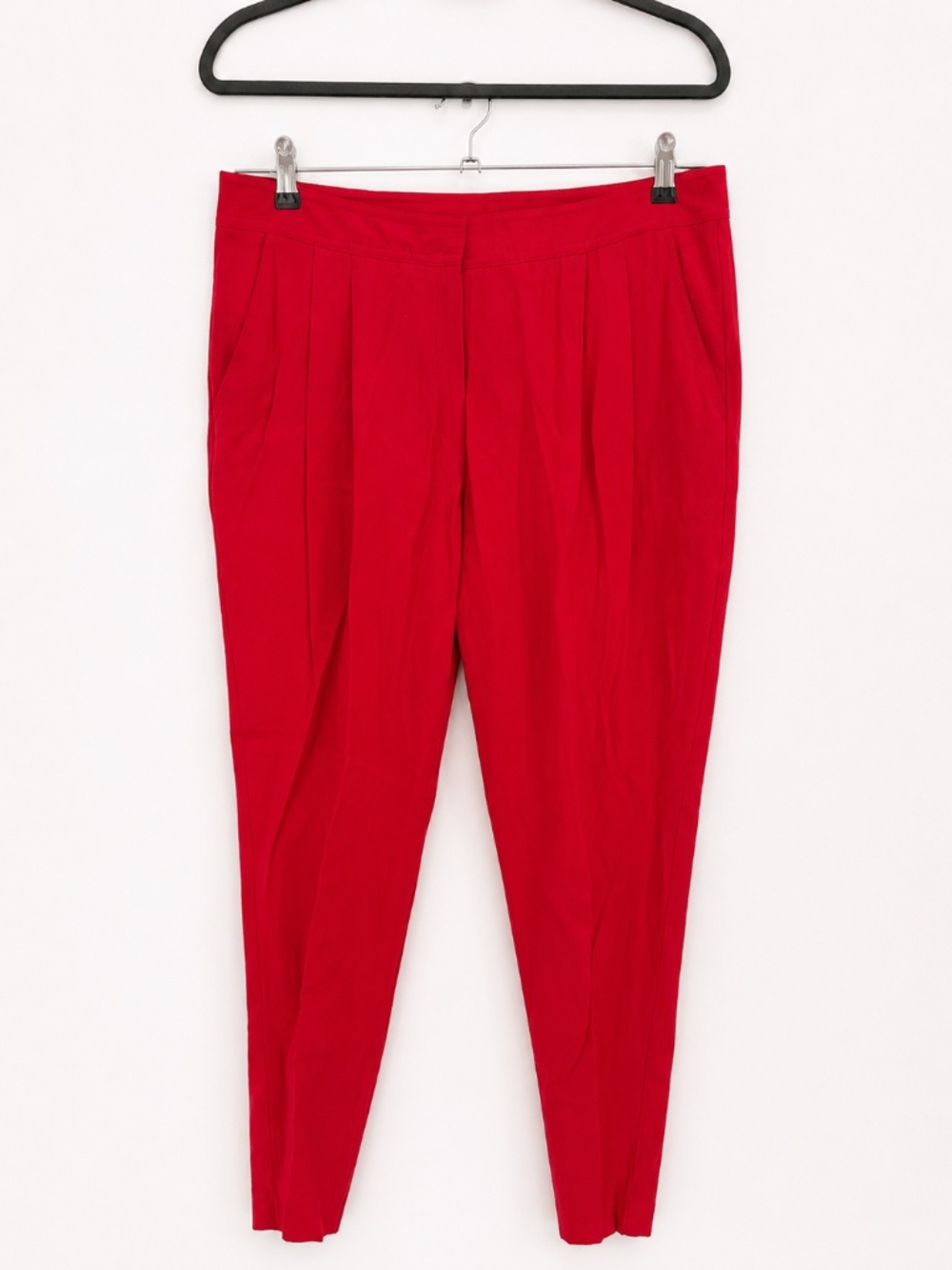 MNG Mango Suit Red Pleated Tapered Ankle-Length Trousers Size 6